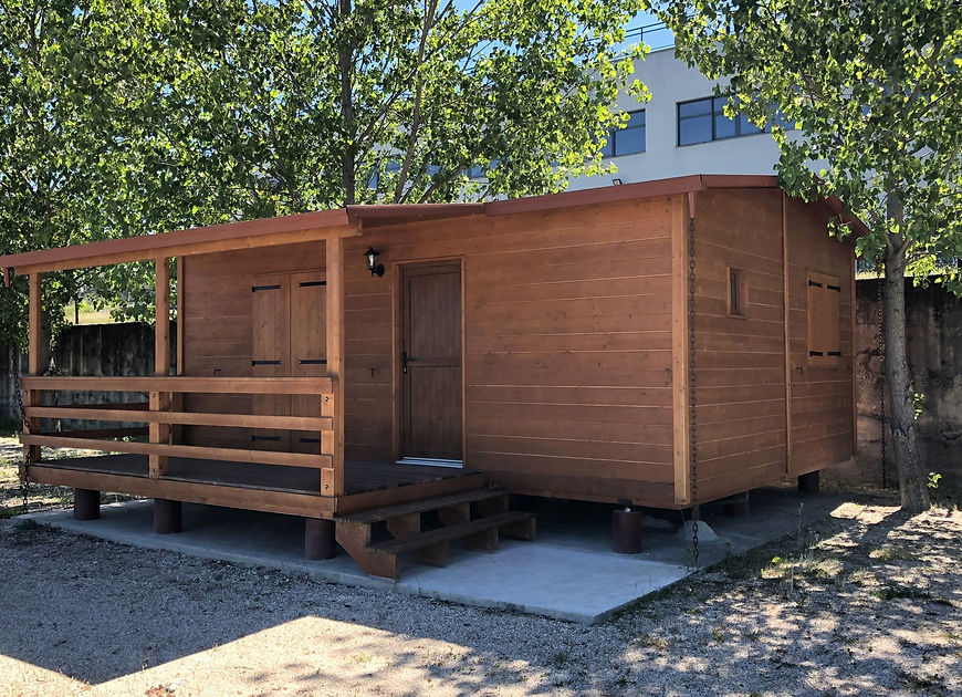Maison mobile T1 de 42 m² – Style rustique, 1 chambre, avec salon et cuisine ouverte