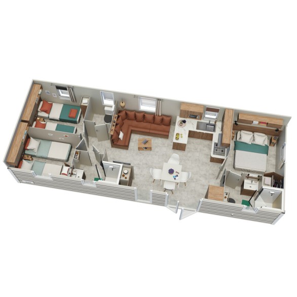 Mobil-home IRM Violette 2024 – 3 chambres – 38,4 m² – 2 SDB – Isolation 4 saisons – Neuf – Image 9