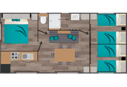 Mobil-home Louisiane Grand Large 3 – Neuf 3 chambres – 9,80 x 4,20 m – Isolation 4 saisons – Confort haut de gamme – Image 8