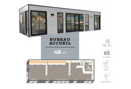 mobil-home-nautilhome-modele-bureau-d-accueil Mobil-home bureau d’accueil Nautilhome – 48 m² – 2 bureaux + kitchenette – PMR – Toit plat – Isolation 4 saisons